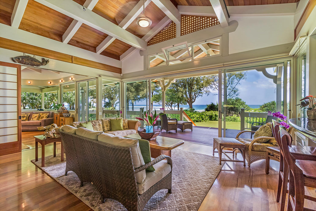 Living room at Craig T Nelson's Kauai home