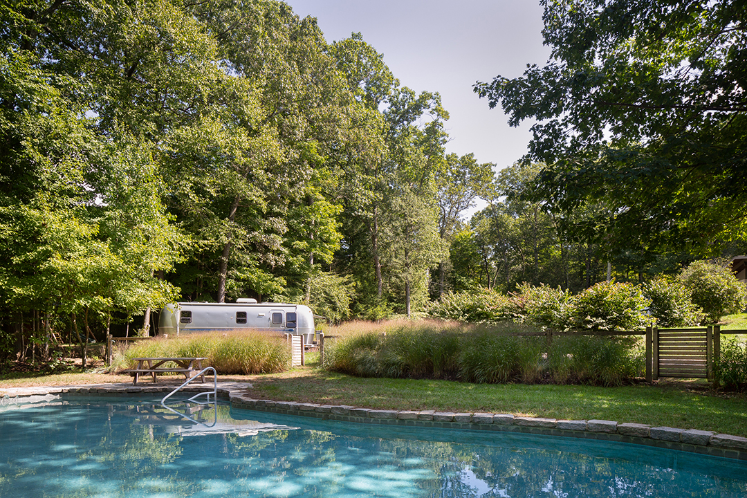 Pool at a Midcentury Modern in New Milford