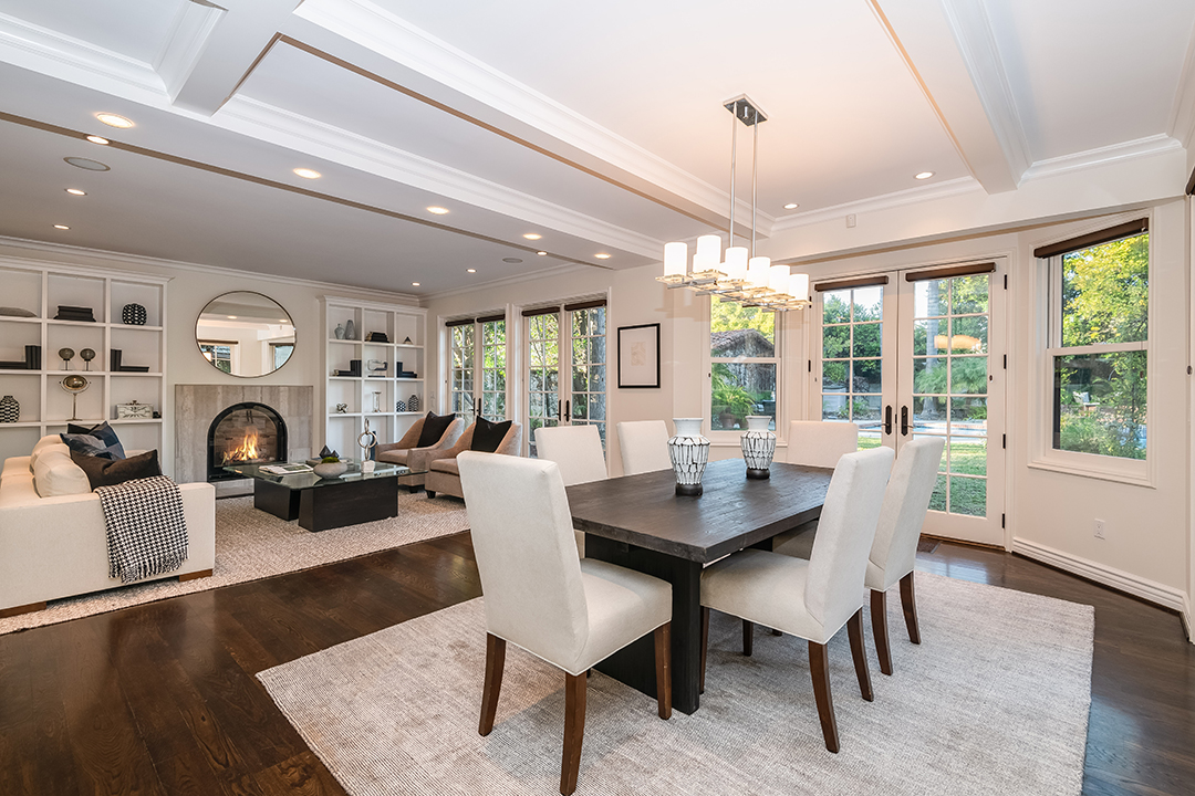 Dining room at a Criminal Minds star's Toluca Lake Home
