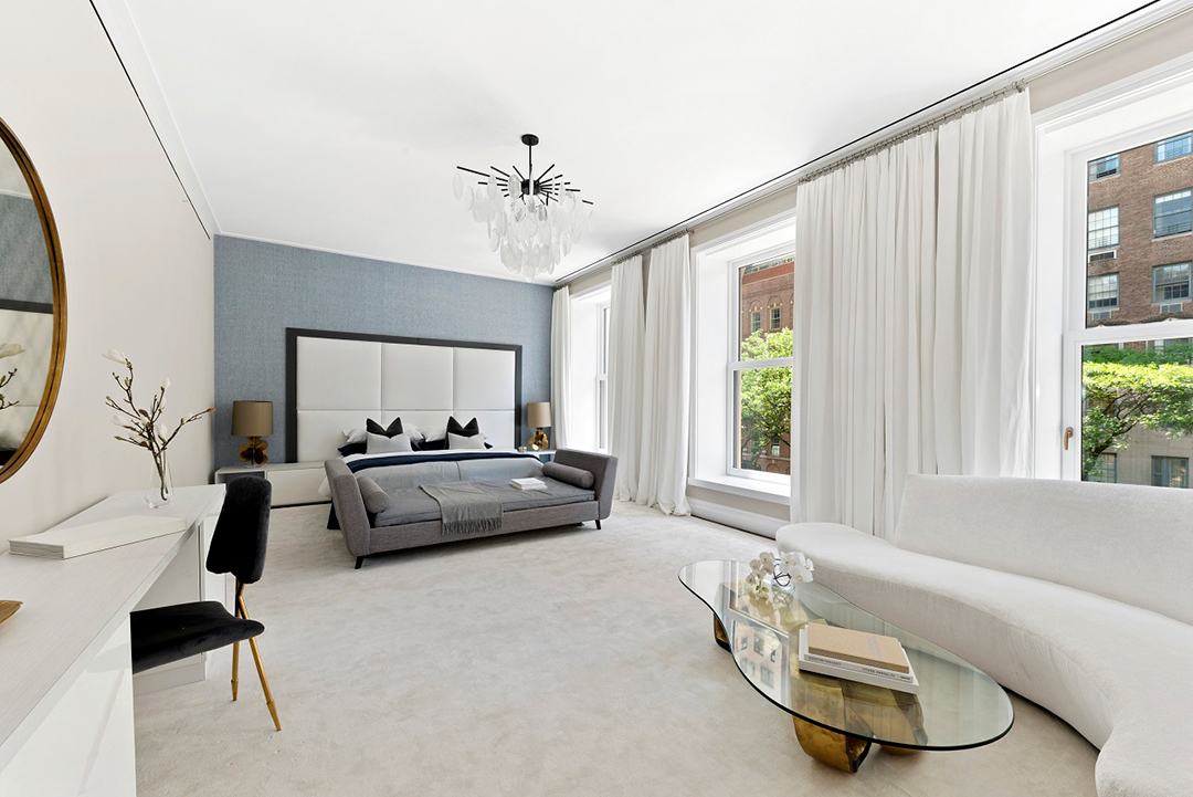 Master bedroom in Gloria Vanderbilt's Former Upper East Side Home