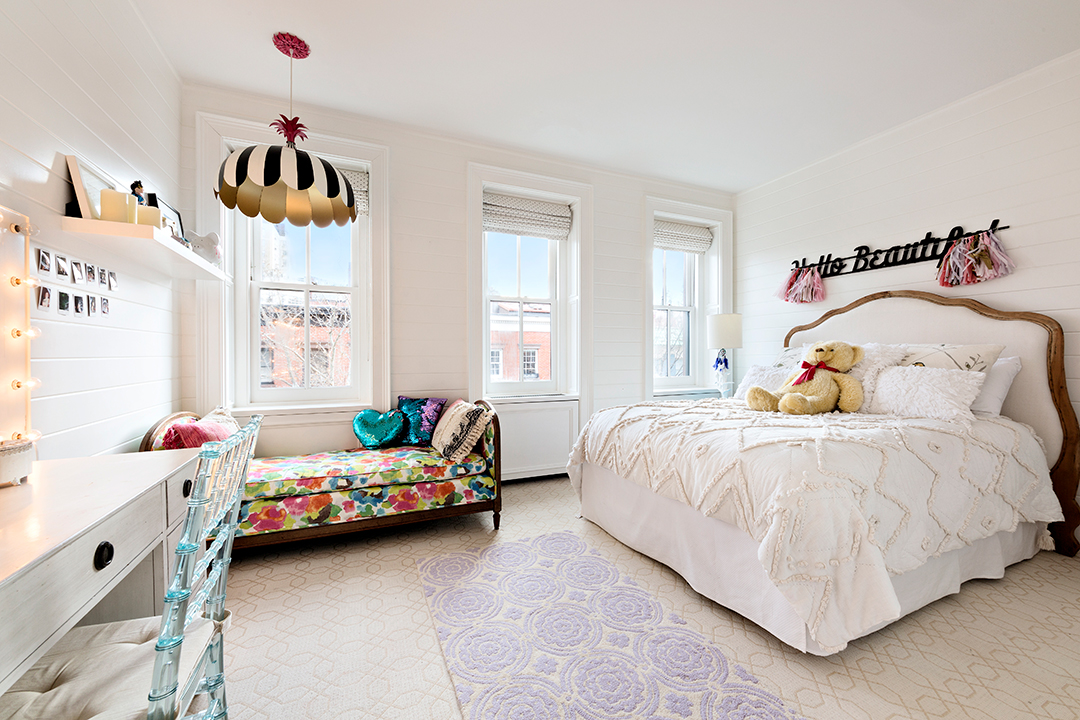 Bedroom at Hilary Swank's Former West Village Townhouse