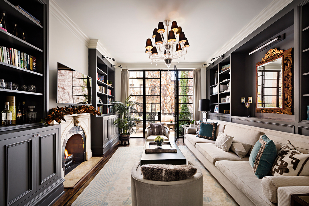 Living room at Hilary Swank's Former West Village Townhouse