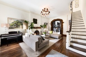 Living room at Hilary Swank's Former West Village Townhouse