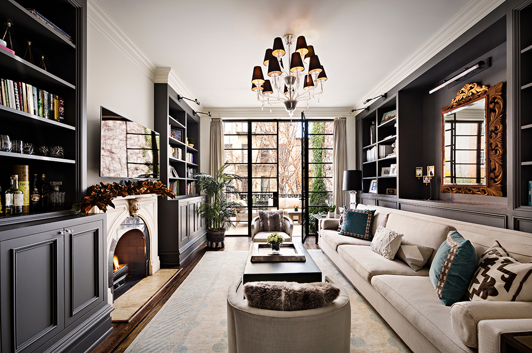 Living room at Hilary Swank's Former West Village Townhouse