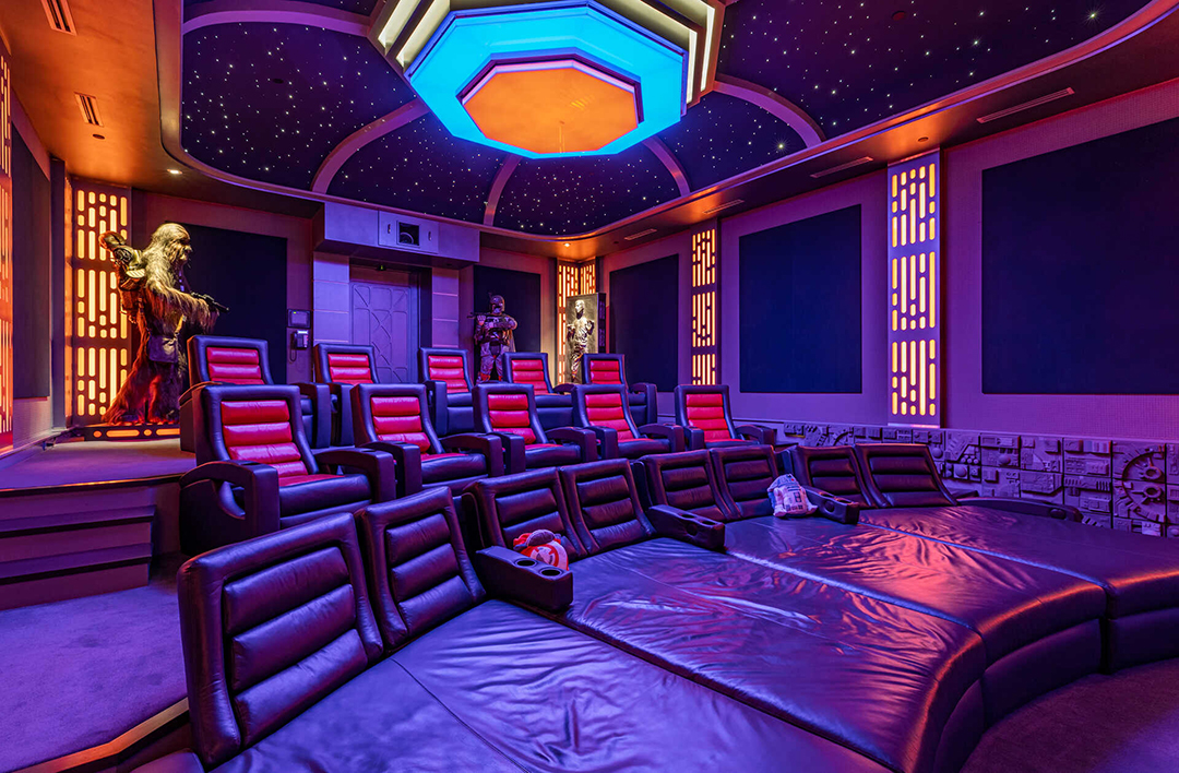 Movie theater in a Star Wars-themed mansion