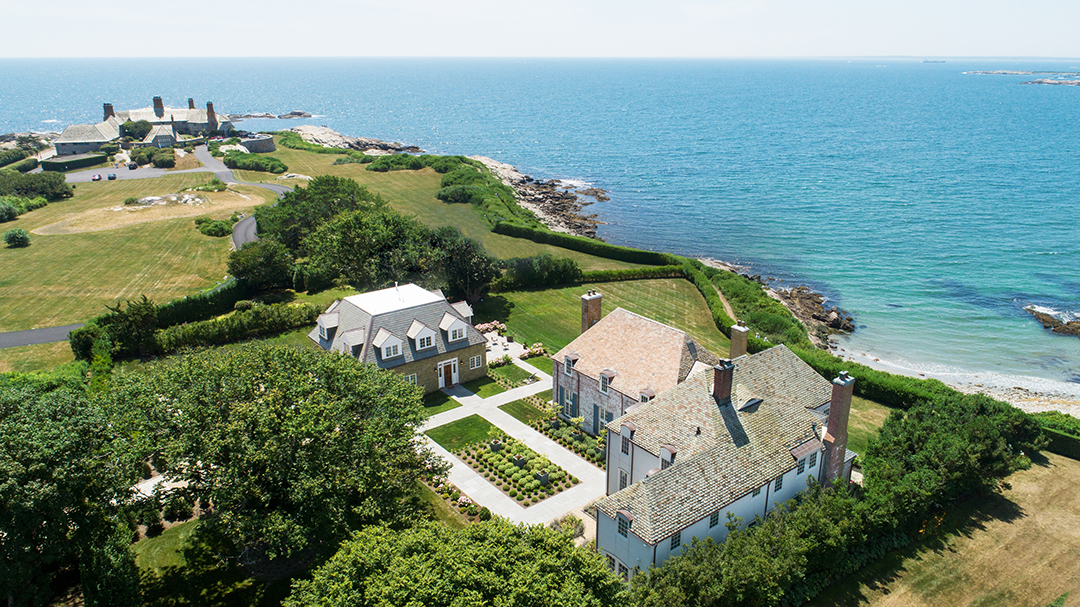 The Aerial of Plaisance, a Newport Mansion For Sale