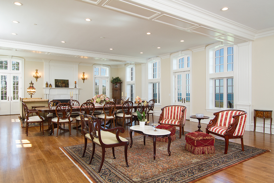 Living room at Plaisance, a Newport Mansion For Sale