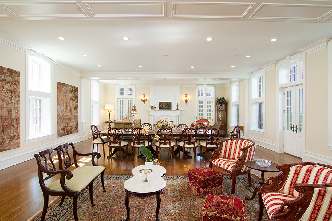 Living room at Plaisance, a Newport Mansion For Sale