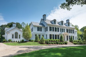 white colonial with black details estate