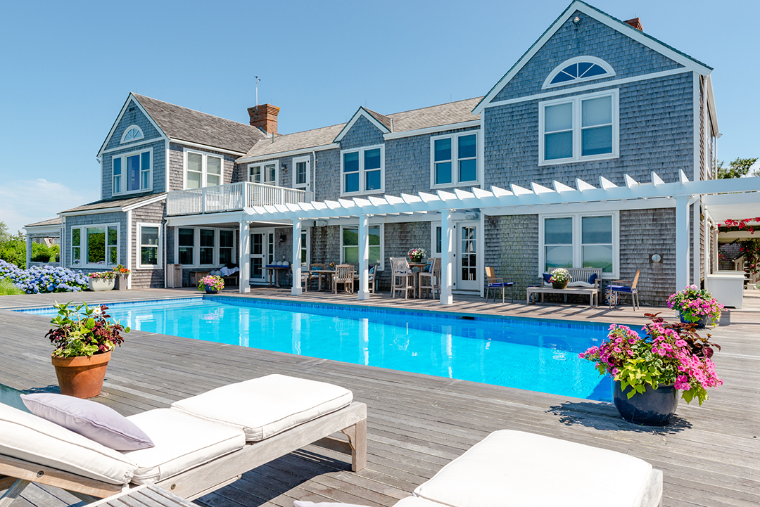 Beachfront Nantucket Estate Pool and Lounge Area