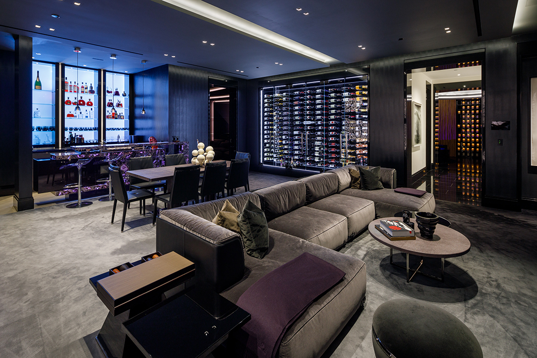 Beverly Hills Contemporary Home Wine Cellar and Lounge