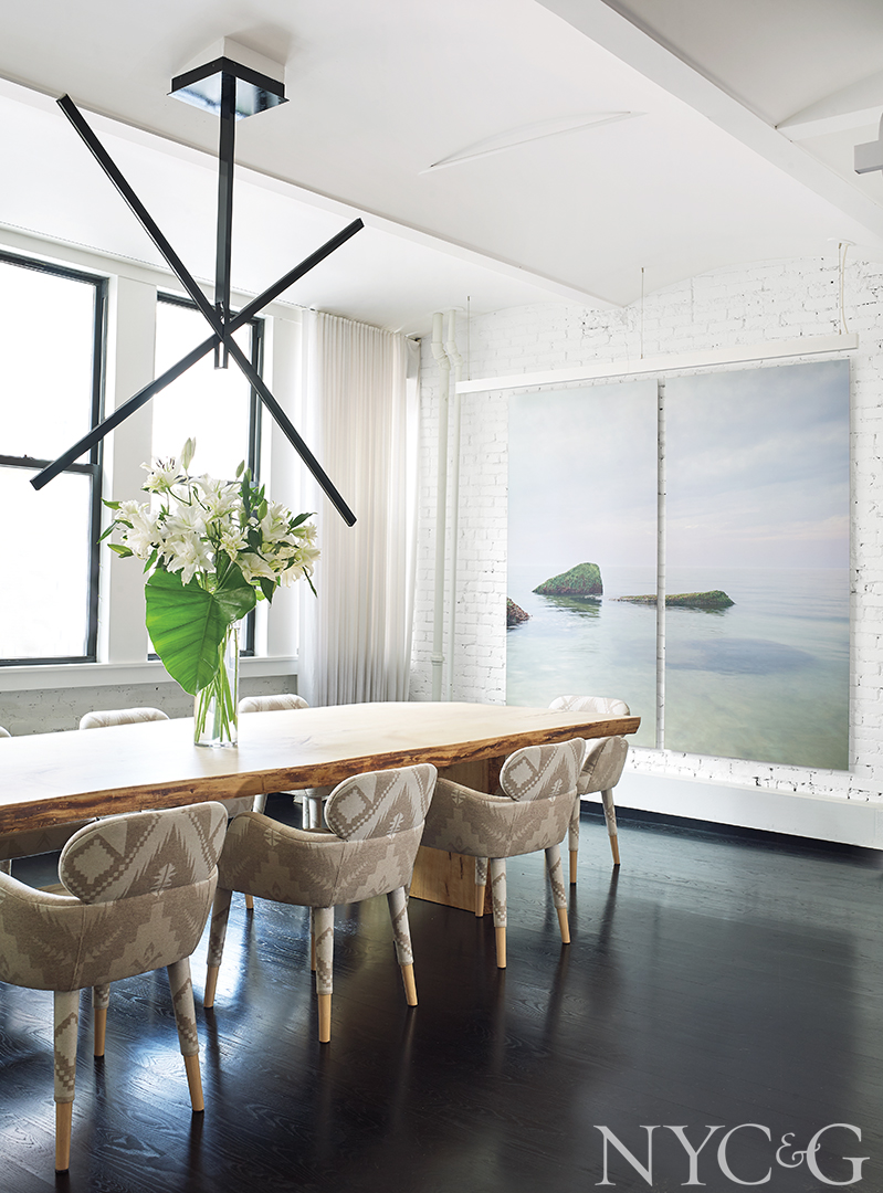 beachy contemporary dining room table and tribal chairs