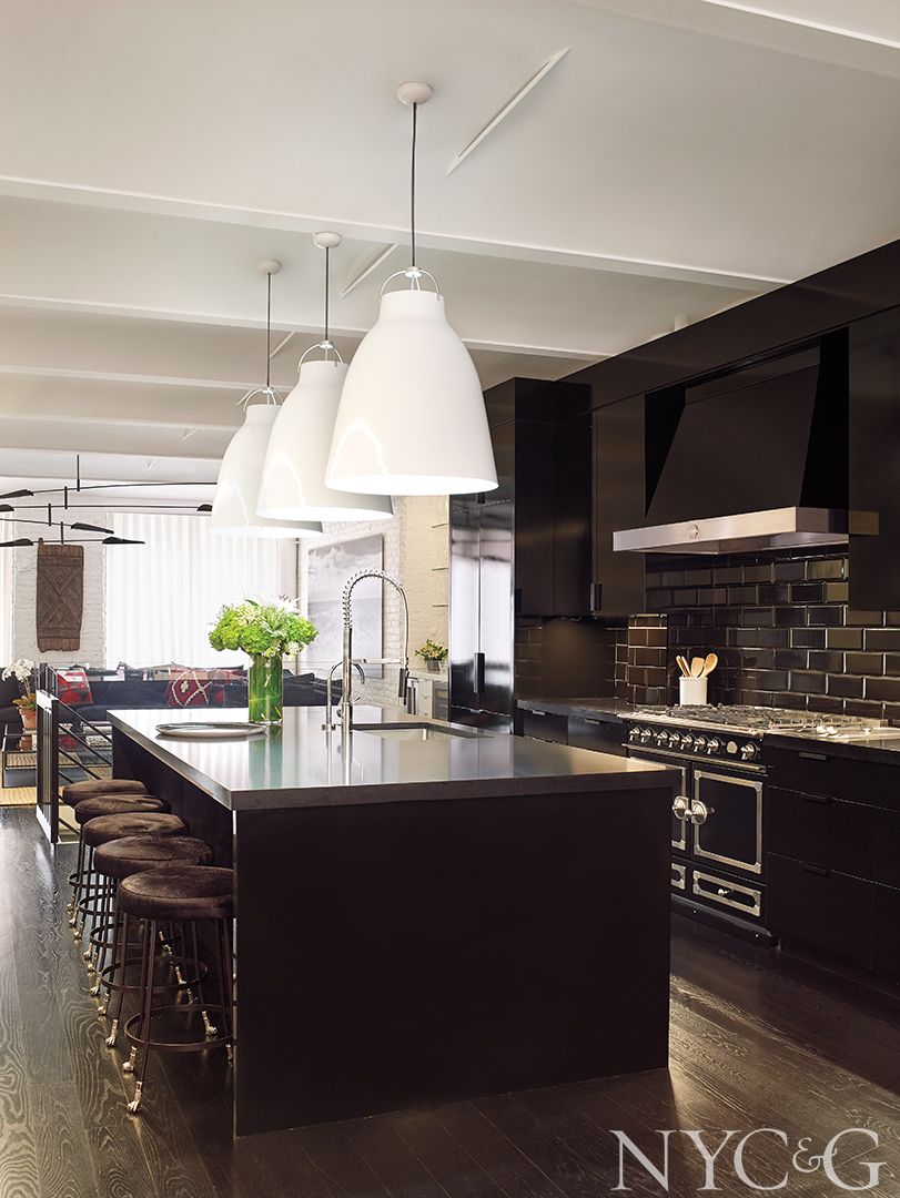 black cabinet kitchen and kitchen island