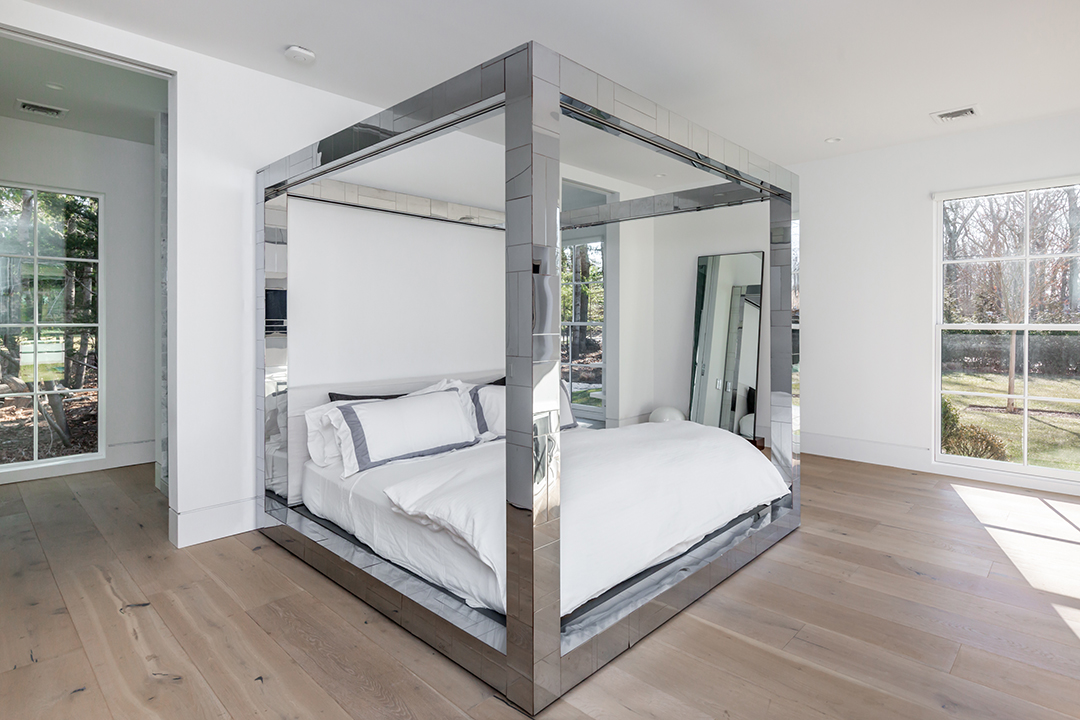 modern and minimalistic white bedroom