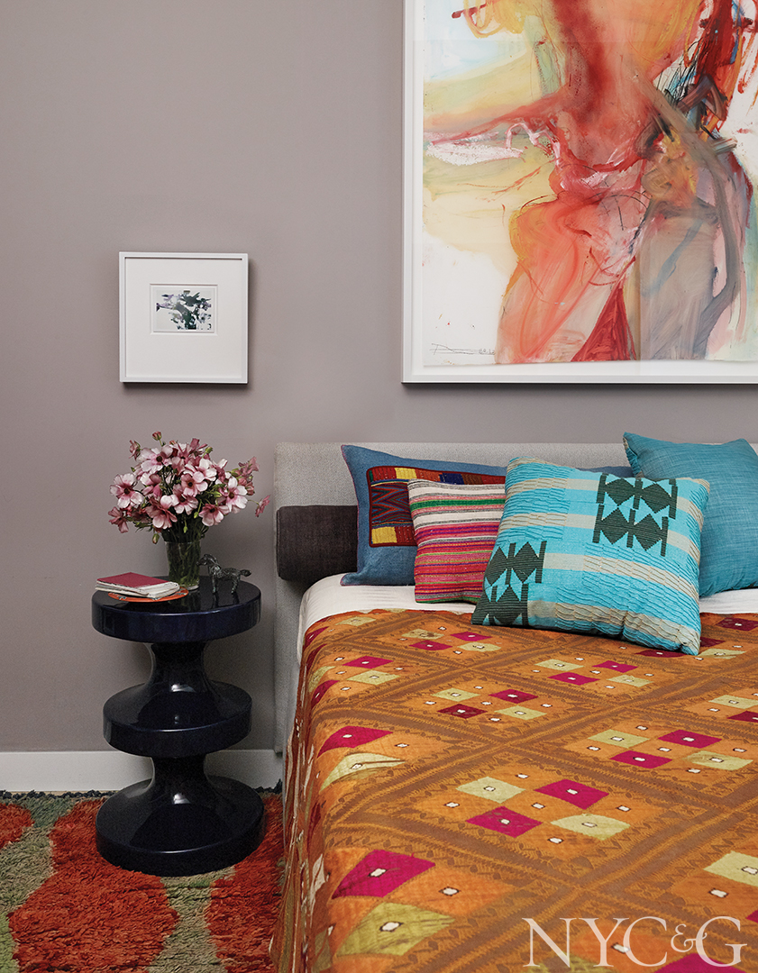 Eclectic Flatiron Apartment guest Bedroom Side Table