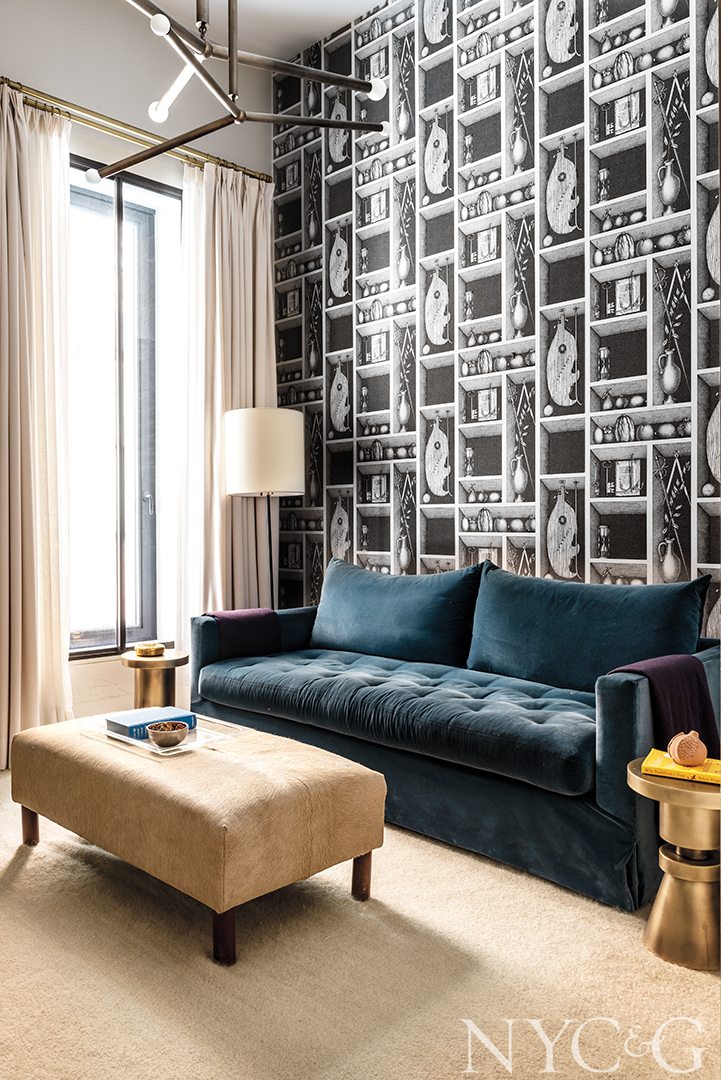 Luxury Guest Room with Blue Sofa