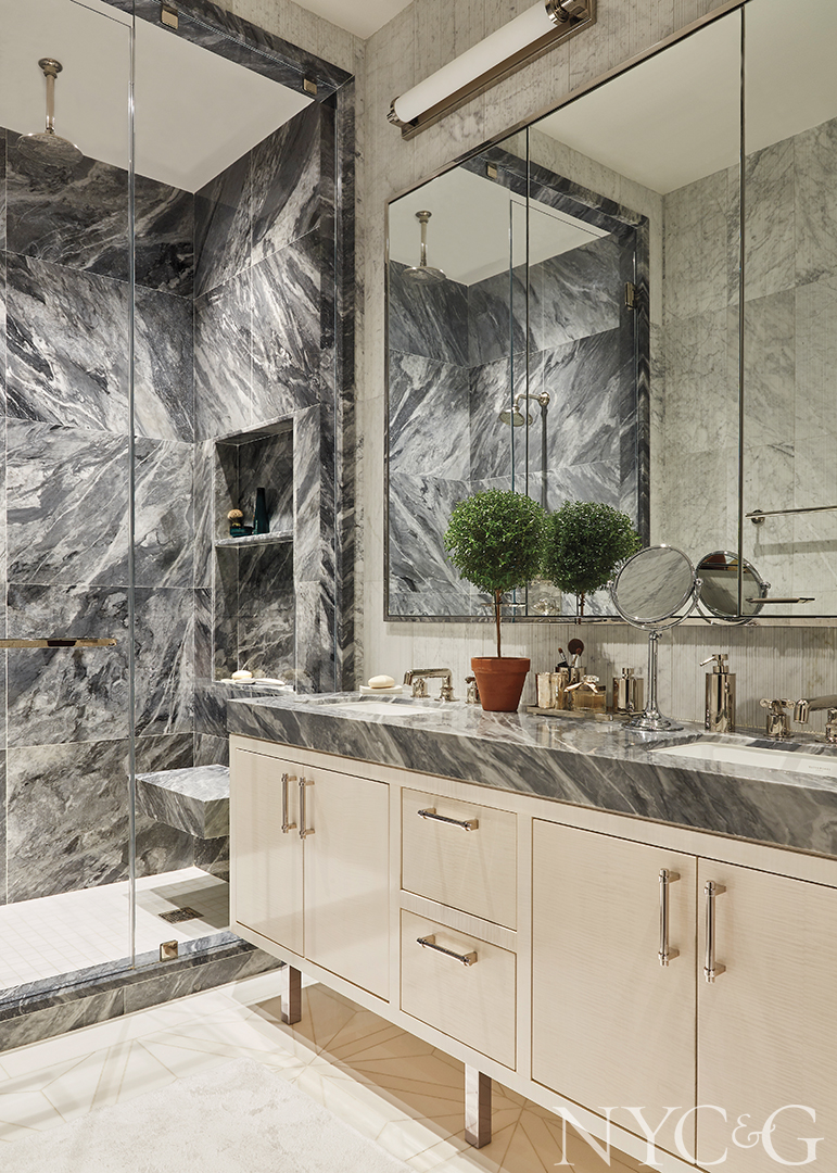 gray marble bathroom and shower