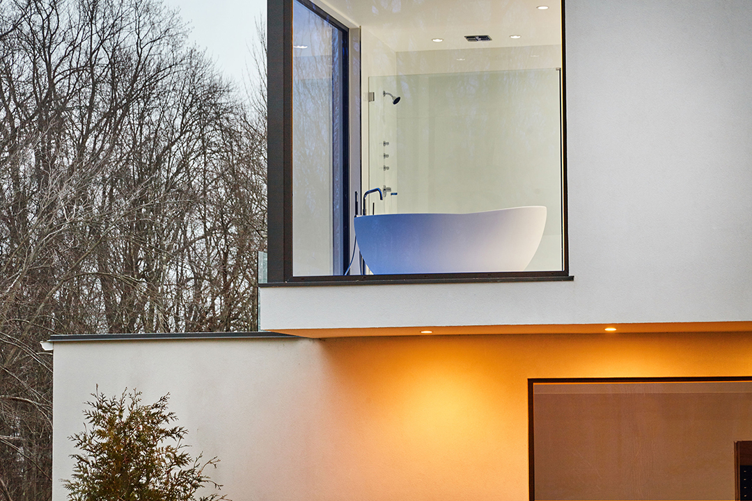 modern Westport home bath in window