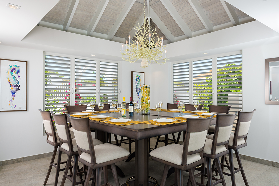 Oceanfront Turks and Caicos Villa Dining Room