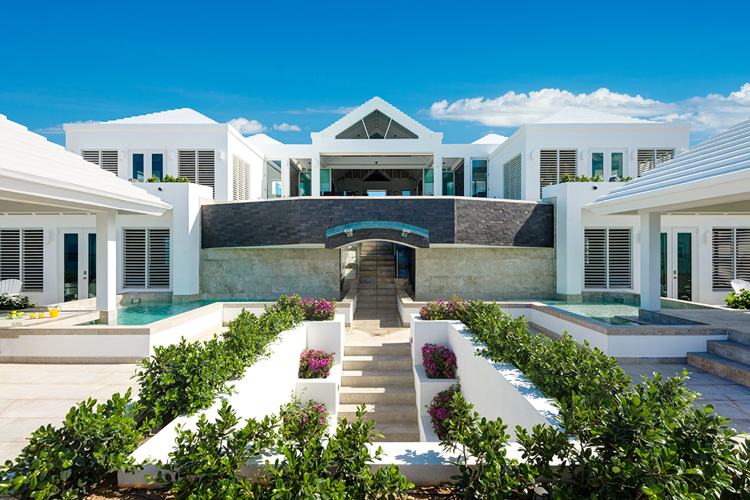 Oceanfront Turks and Caicos Villa Garden and Pool