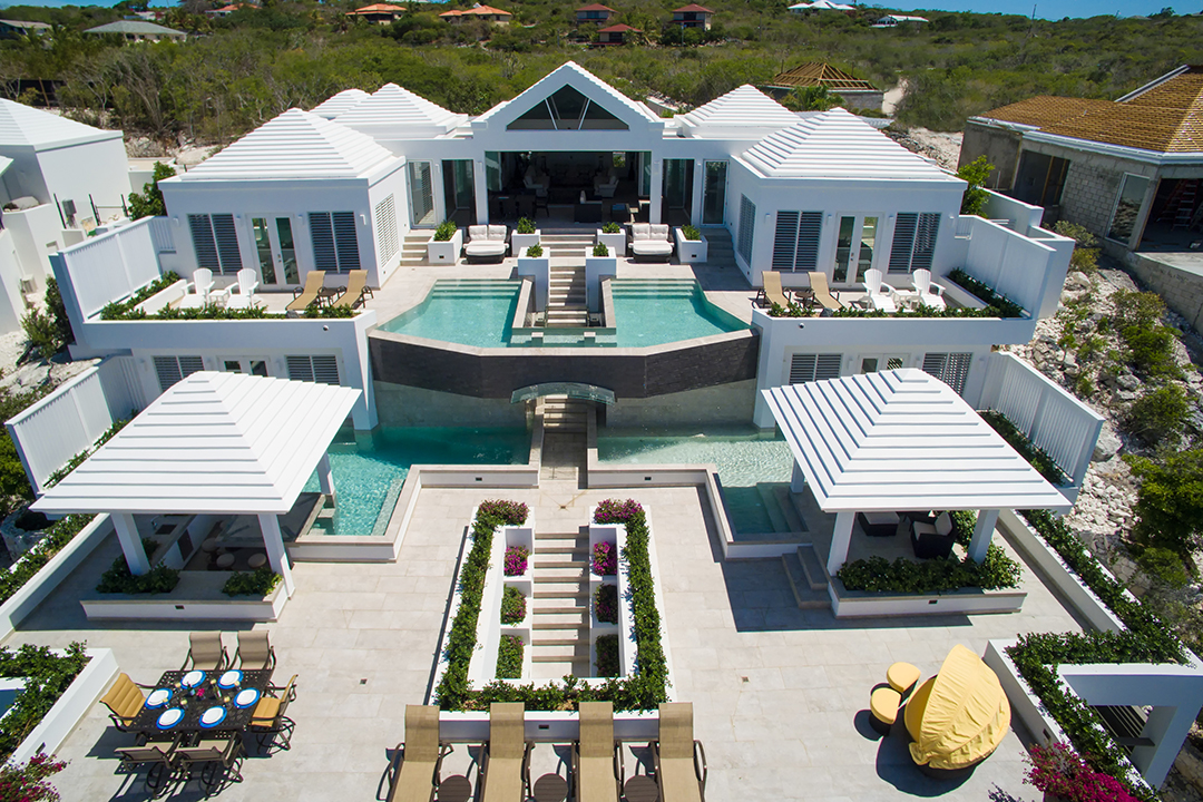Oceanfront Turks and Caicos Villa Building and Outdoor Space