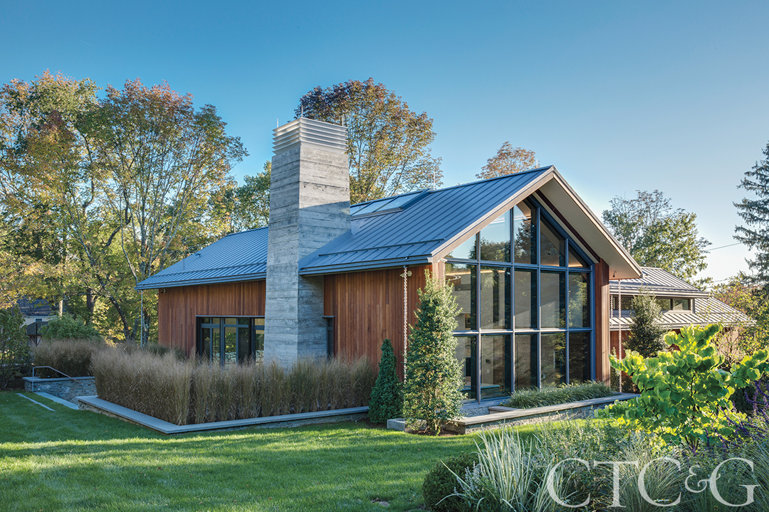 View of geust hosue and landscaping