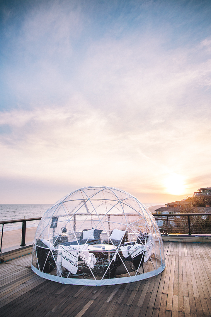 Outdoor Igloo looking over the water.