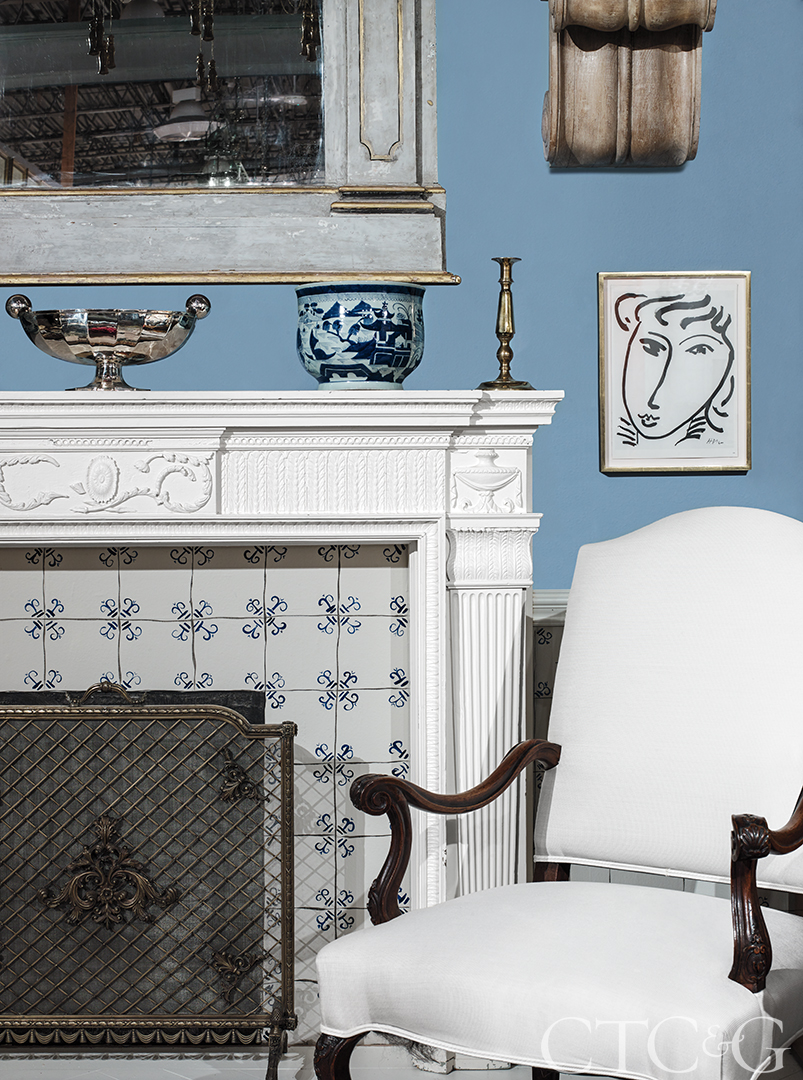 Elegant White Fireplace And Chair