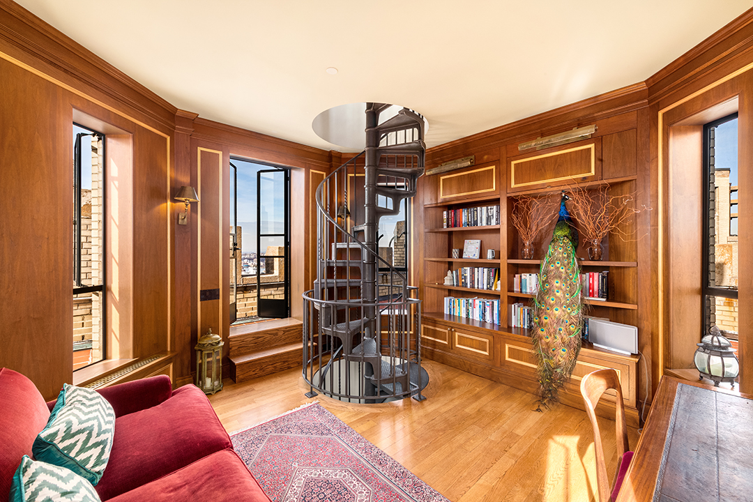 Moby Central Park Penthouse Library And Staircase