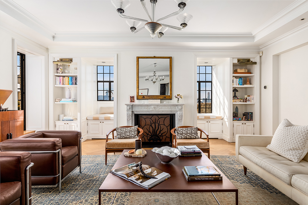 Moby Central Park Penthouse Living Room Fireplace