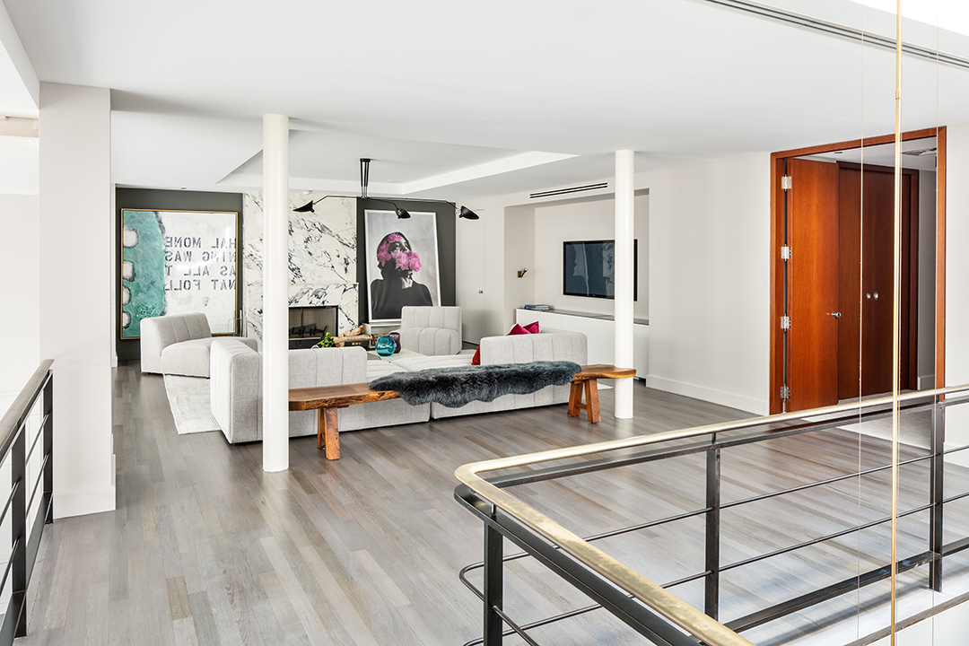 Modern Tribeca Penthouse Stairs & Upstairs Lounge