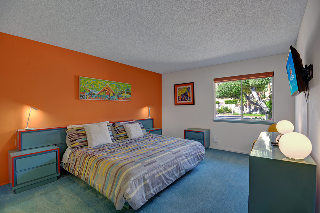 Walt Disneys Technicolor Dream House For Sale In Palm Springs Bedroom Orange