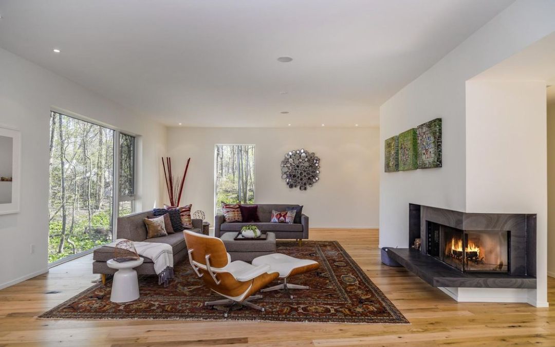 Darien Contemporary Energy Efficient Home Living Room