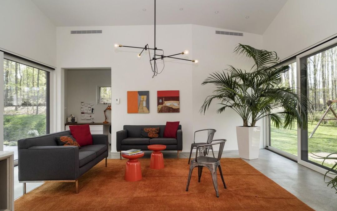 Darien Contemporary Energy Efficient Home Living Room