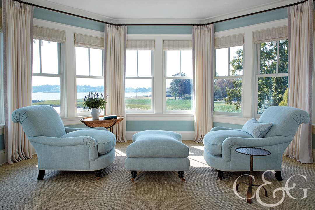 traditional master bedroom sitting area