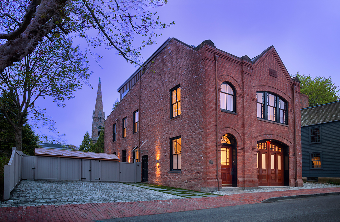 Historic Fire Station Converted Into A Modern Home Lists In Newport Rhode Island Exterior