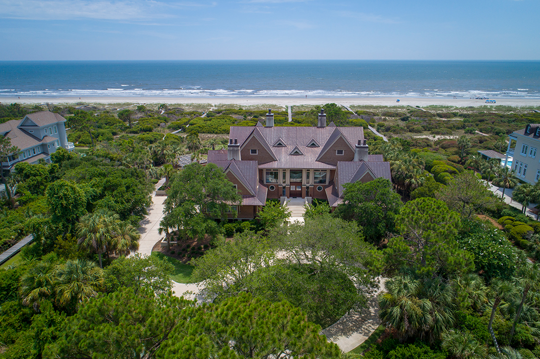Kiawah Island Oceanfront Shingle Home Aerial