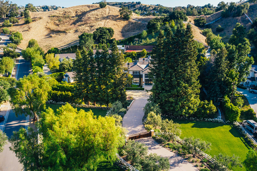 The Weeknds Captivating Hidden Hills Mansion For Sale 25m Aerial Exterior