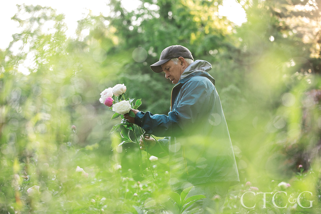 Brad French With Peonies At His Weston Home