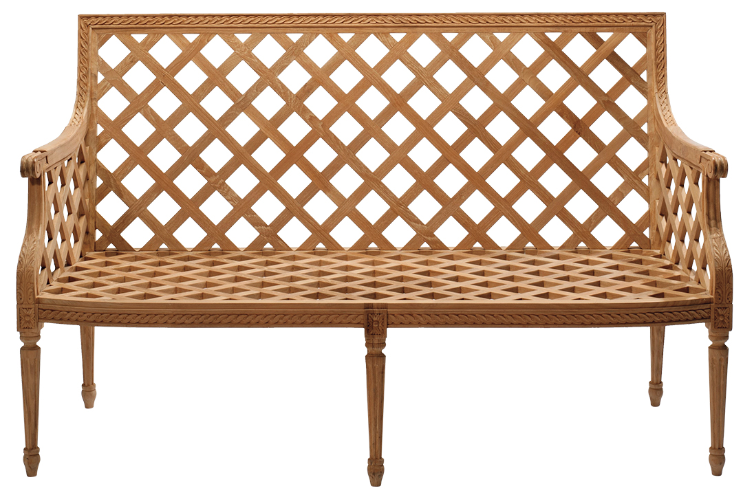 Wooden lattice design bench.