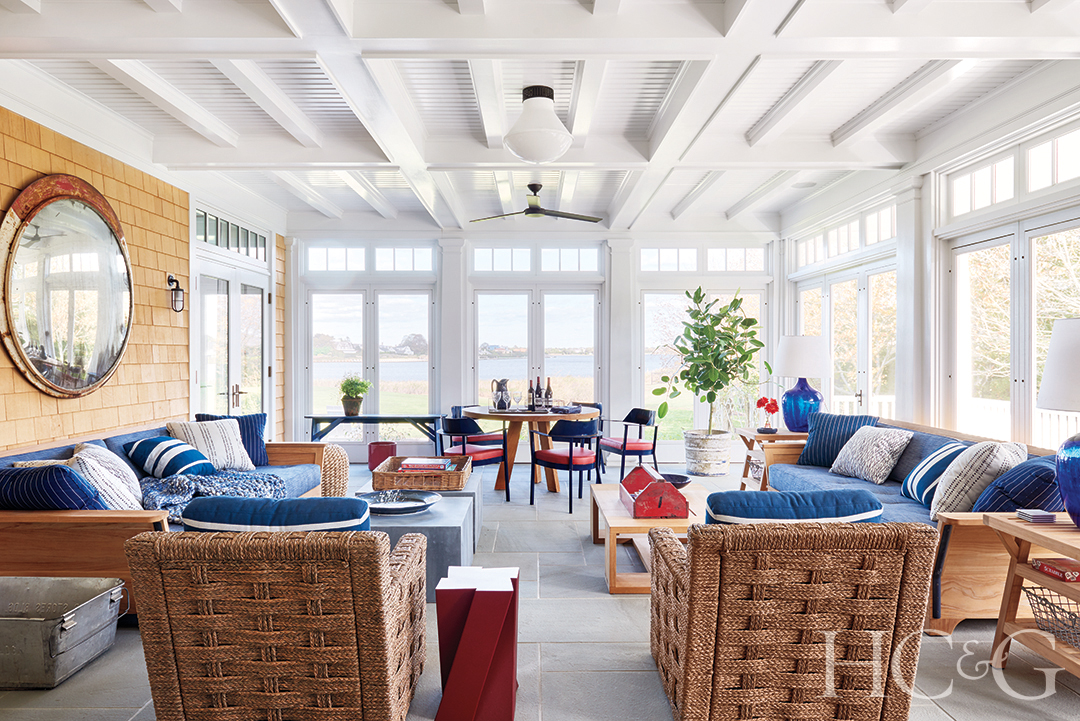 Westhampton Beach Sunroom With Vintage Lighthouse Lens