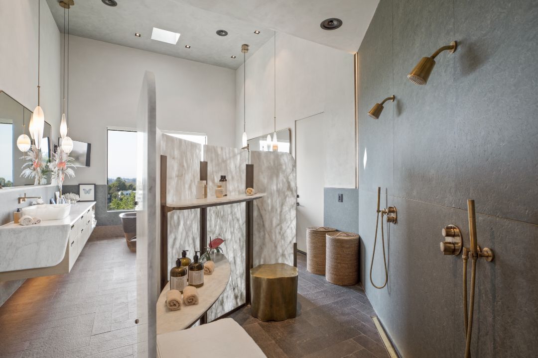 John Legend Chrissy Teigen Beverly Hills Home Master Bathroom