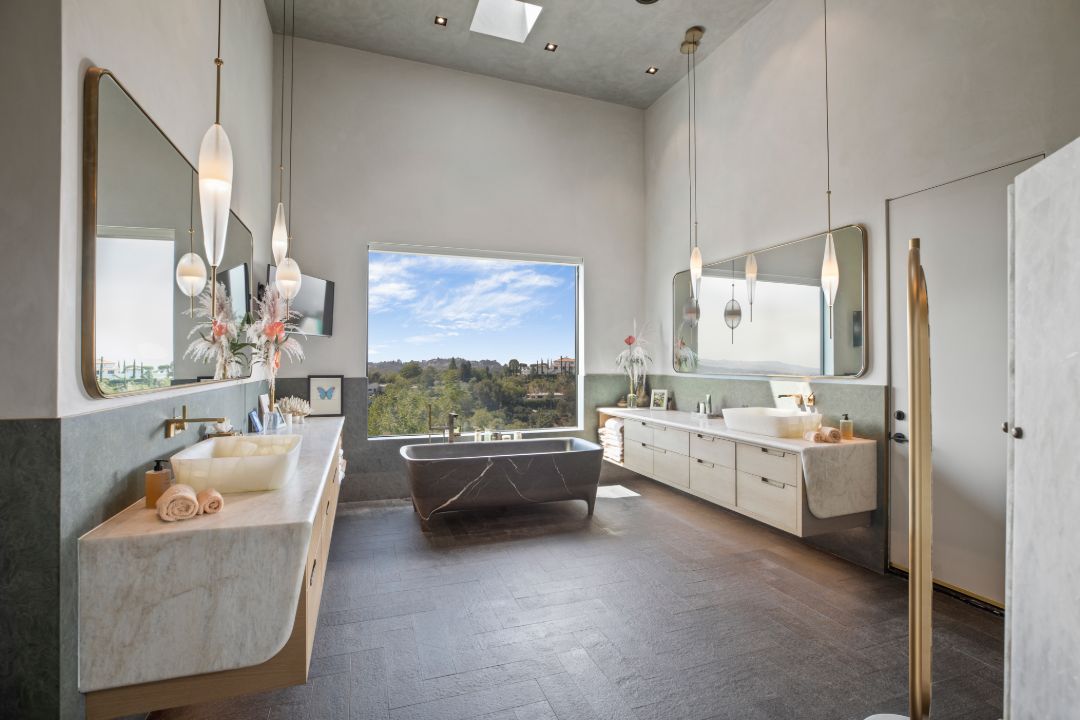 John Legend Chrissy Teigen Beverly Hills Home Master Bathroom II