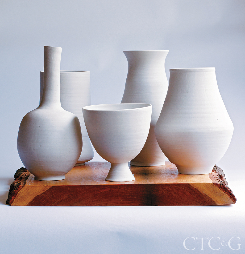 Unglazed Porcelain Clay On Cherrywood Stage