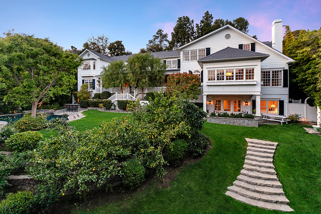 Mila Kunis And Ashton Kutcher Lists East Coast Style Hidden Hills Home Exterior