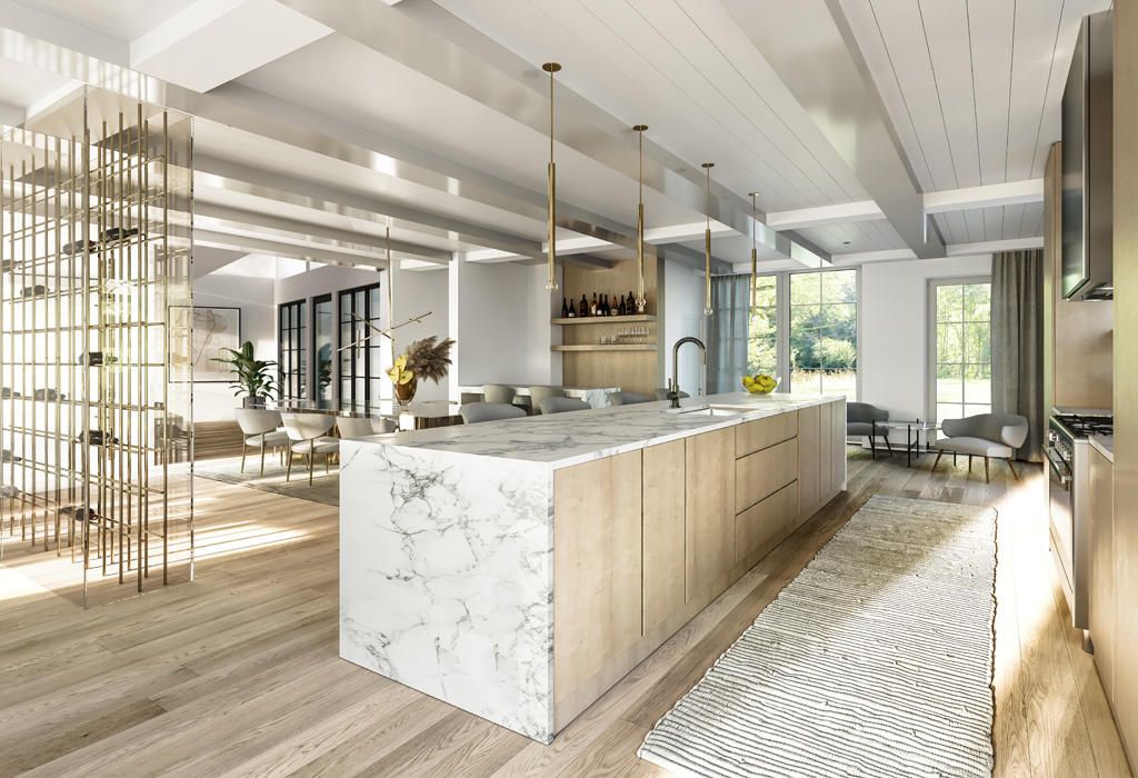 Darien New Construction Home Living Room Kitchen