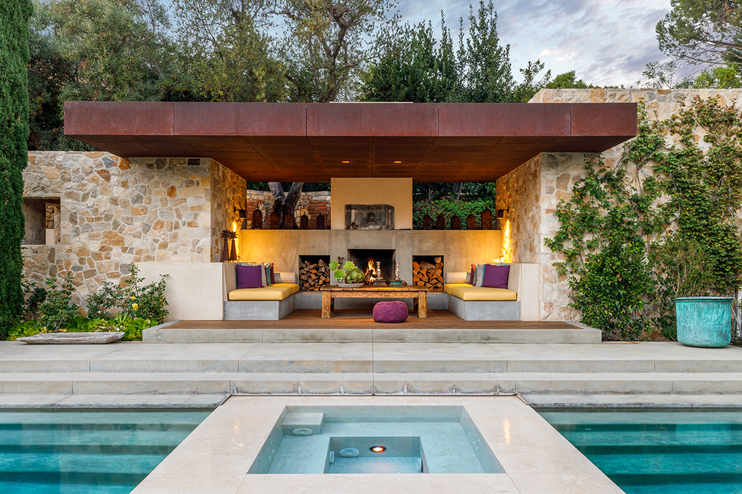 Masterful Tuscan Style Villa With Modern Twists Lists Asks 20m In Beverly Hills Pool Cabana