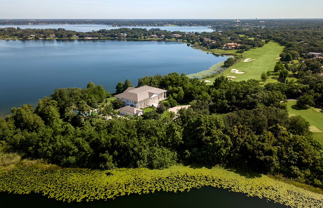 British Billionaire Lists Lakefront Florida Mansion With Hidden Treasures Aerial