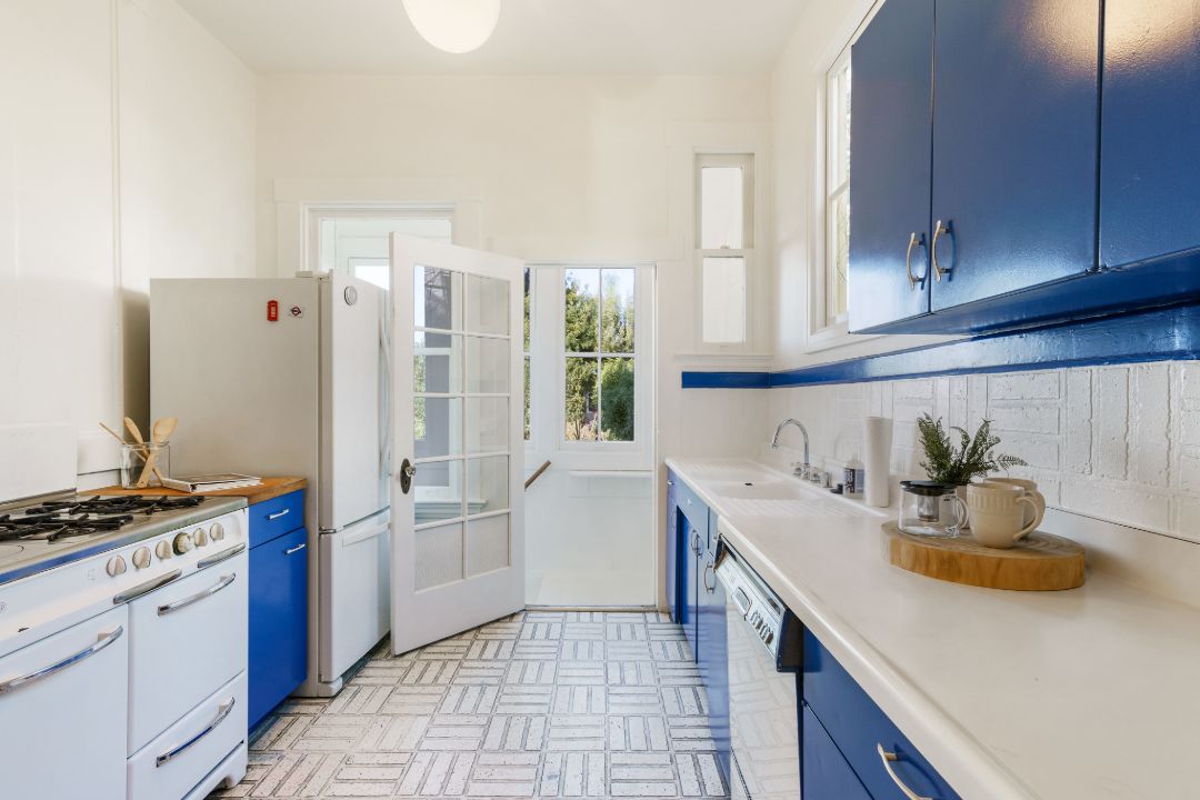 Cole Valley San Francisco Victorian Blue Kitchen