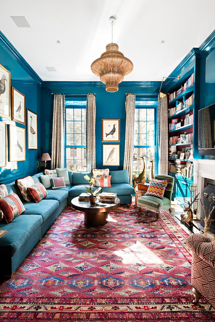 Upper East Side Townhouse Teal Living Room